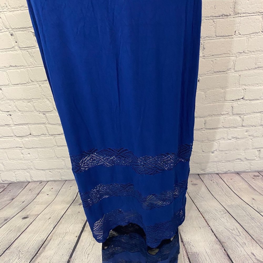 Spense Blue Sleeveless Maxi Dress w/ Lace Details - Picture 5 of 8